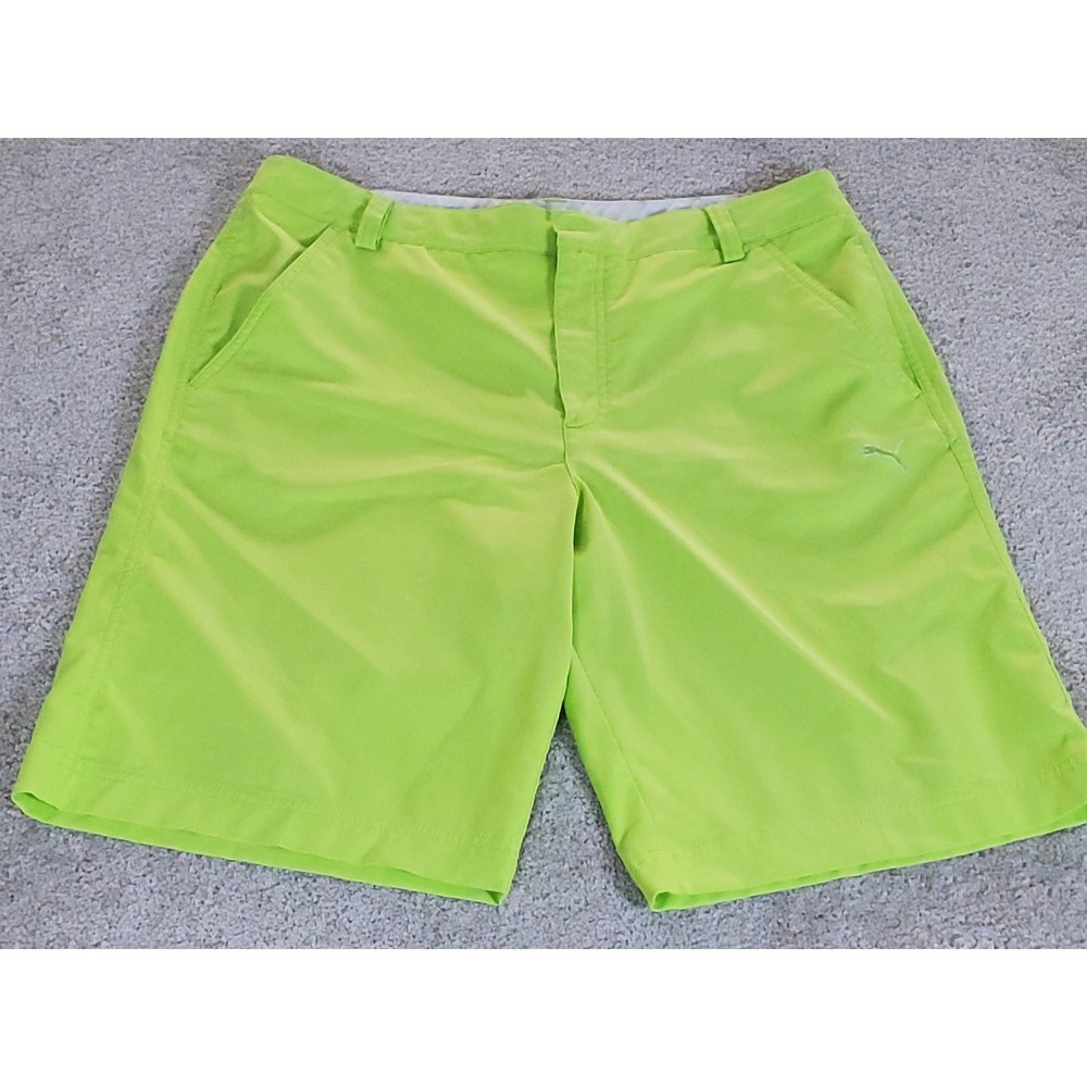 PUMA Men's Golf Shorts Size 34 Actually Measure 35" Green Flat Front